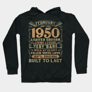 Vintage 70 Years Old February 1950 70th Birthday Gift Ideas Hoodie